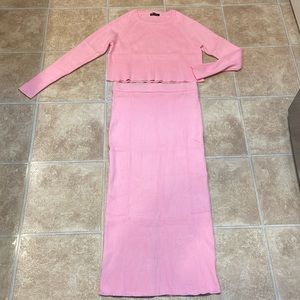 Pink Sweater Two Piece Set